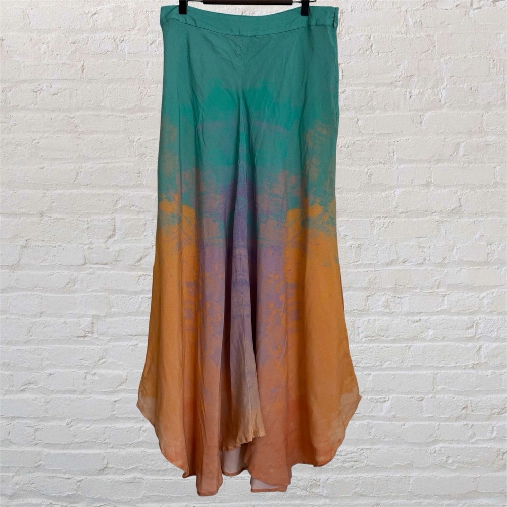 Anthropologie Blank London Womens Large Tie Dye Maxi Skirt Asymmetrical Boho